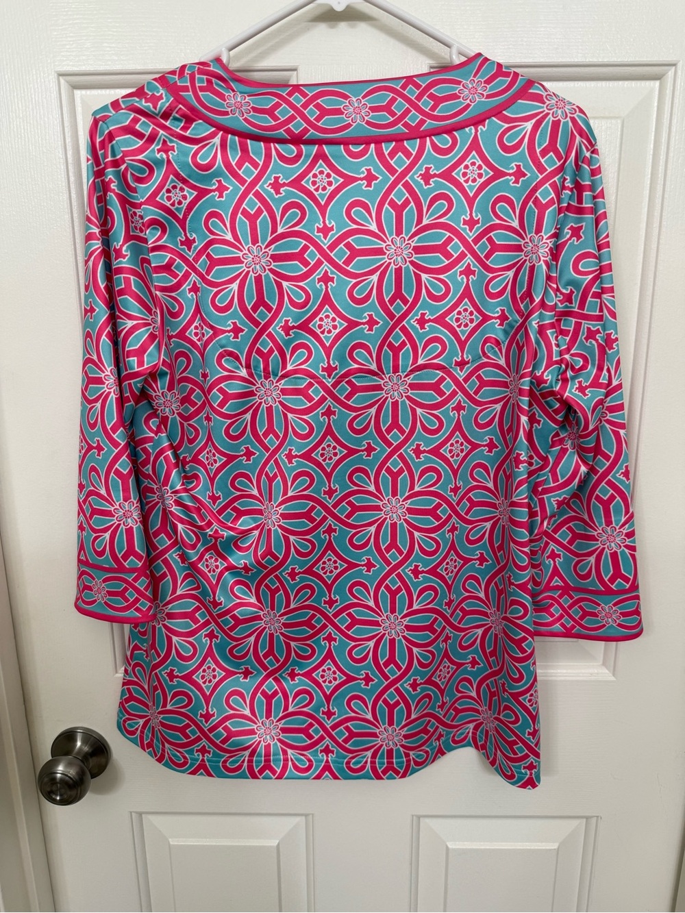 Gretchen Scott Designs Pink & Blue Geometric Floral Tunic - Picture 4 of 7